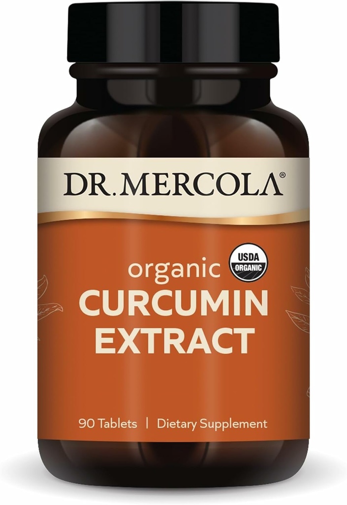 Dr. Mercola Organic Curcumin Extract, 90 שרתים (90 טבליות), תוספי תזונה, non-GMO, מוסמך USDA אורגני