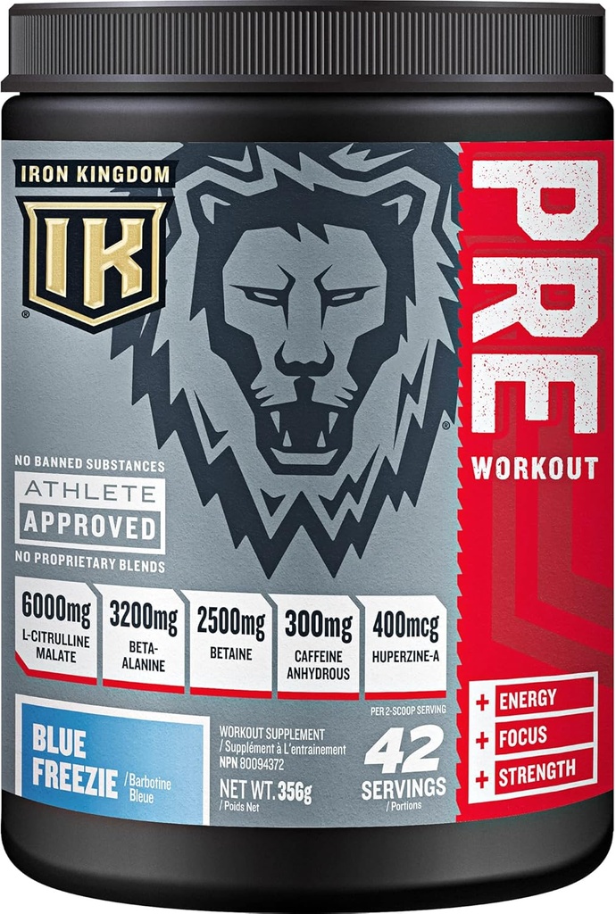 אבקת טרום עבודה עבור גברים ונשים קפאין, Beta Alanine & Aminos עבור Intense Focus Endurance & Pump - Preworkout Energy drink Natural Blue Freezie - 42 משרתים