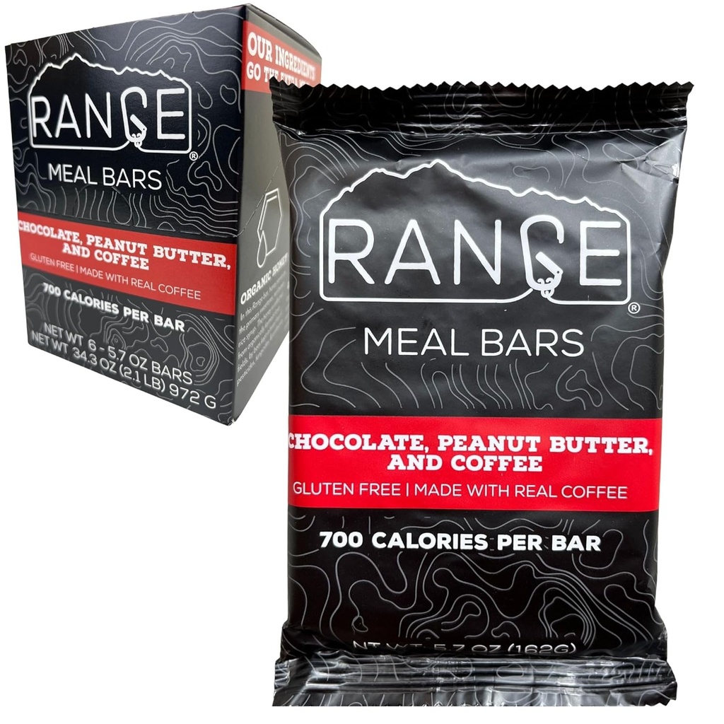 רכס Meal Bar - High Calorie Meal החלפת Bars - Gluten Free Bars - תרמיל Meals - 6 Pack (Chocolate, Peanut Butter and Coffee)