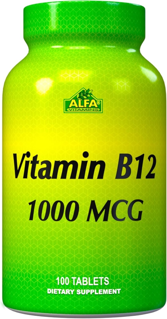 ALFA VITAMINS ויטמין B12 1000 מקג 100 טבליות. מערכת החיסון עצבים ובריאות המוח מטבוליזם