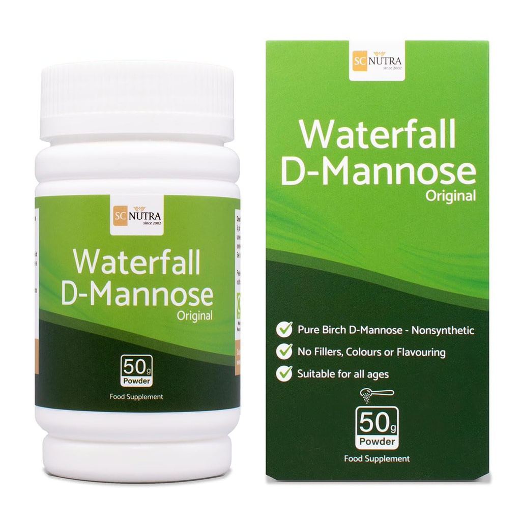 אבקת ווטרפל D-Mannose - 100% אבקת D-Mannose טהורה שמקורה באופן טבעי מבירך - לא בלנדרה - חינם מ-Bolking Agent, Fillers & Cranberry - 50g / 1.76oz