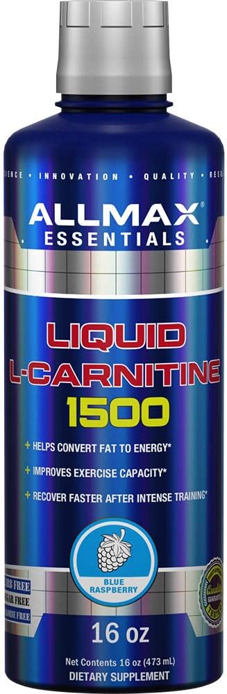 AllMAX Nutrition נוזל L-Carnitine 1500 + ויטמין B5, 16 oz / 473 מ"ל (כחול פטל)