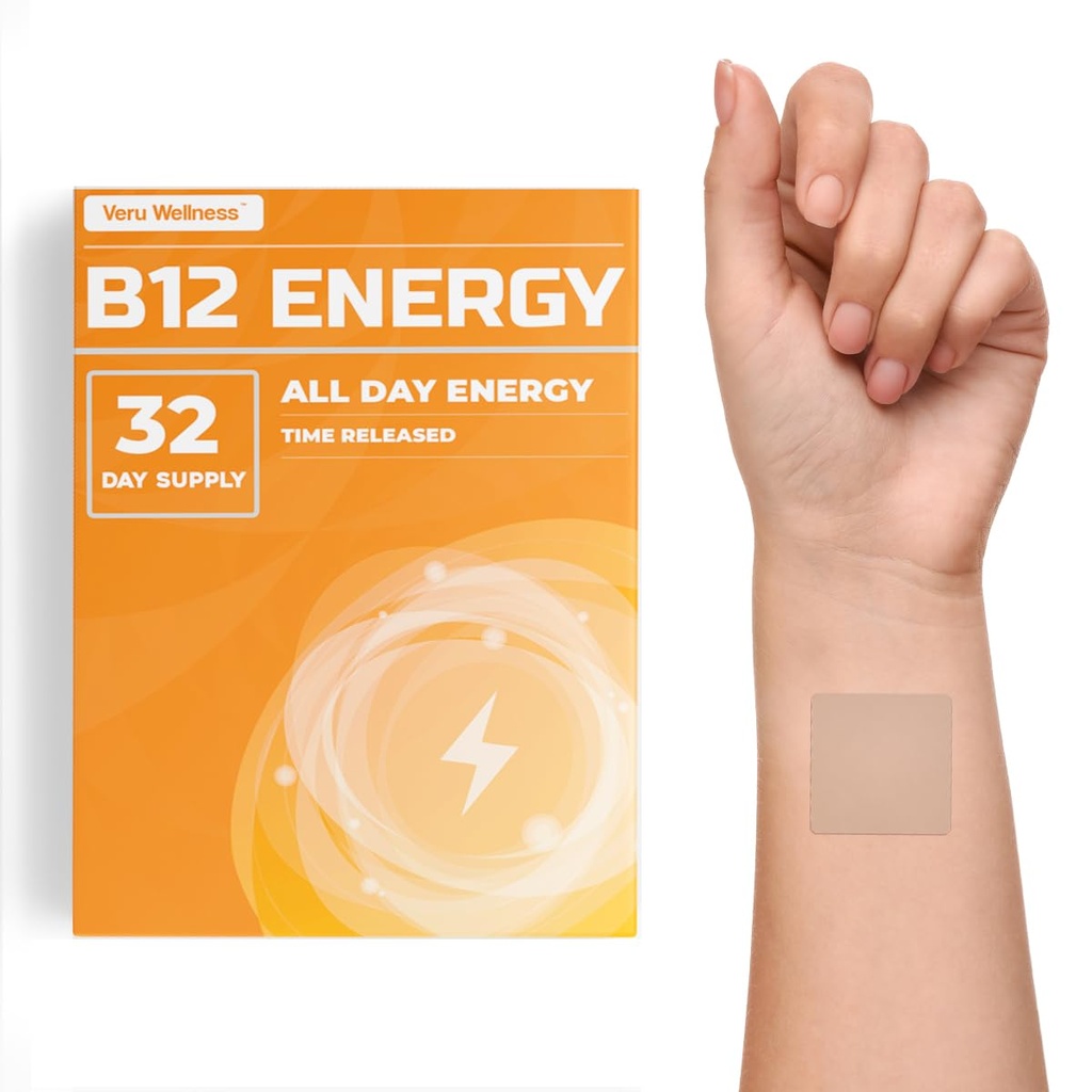 Veru Wellness B12 Energy Patch - אנרגיה, מיקוד - B12, C, B6, Iron, Guarana ו Garcinia Cambogia - חיצוני עקבו אחרי 32 Count
