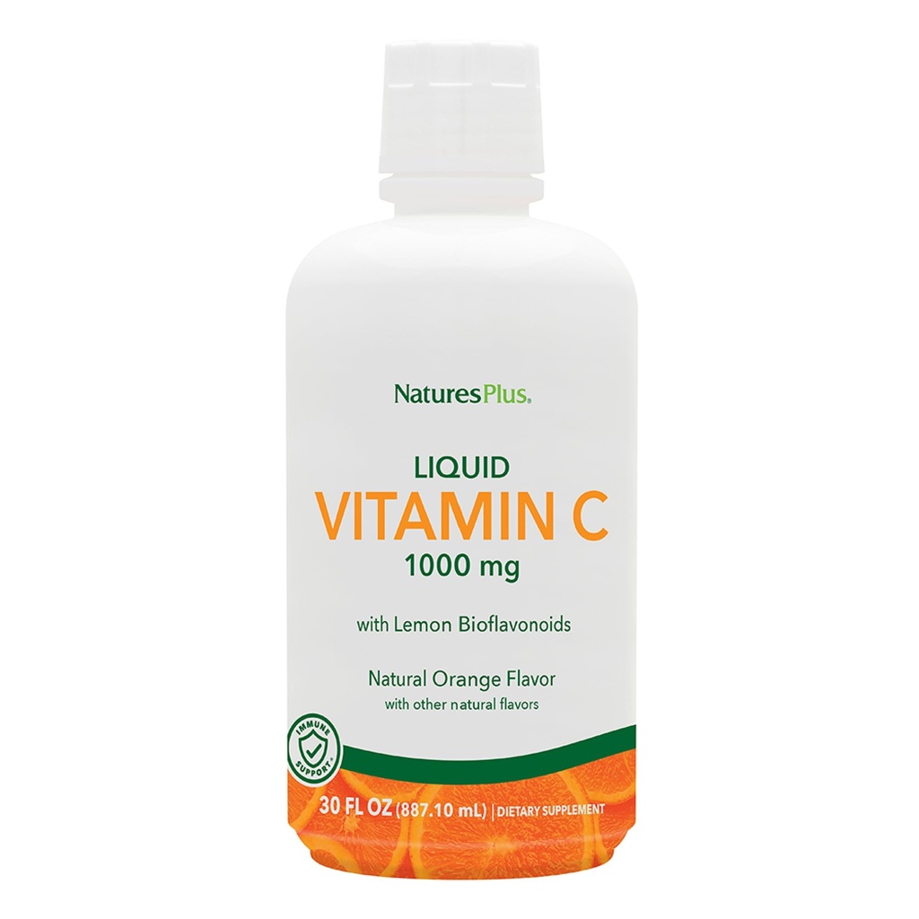 NaturesPlus נוזל ויטמין C - 1000 מ"ג, 30 oz - עם Bioflavonoid לימון - Vegetarian, Gluten חינם - 30 משרתים