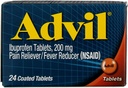 Advil Coated Caplets Ibuprofen Coated Tablets, 200 מ"ג, 24 Ct 1.1 oz (4 Pack) (Bundle)