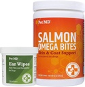 Pet MD אוזניים Wipes ו Salmon אומגה Bites