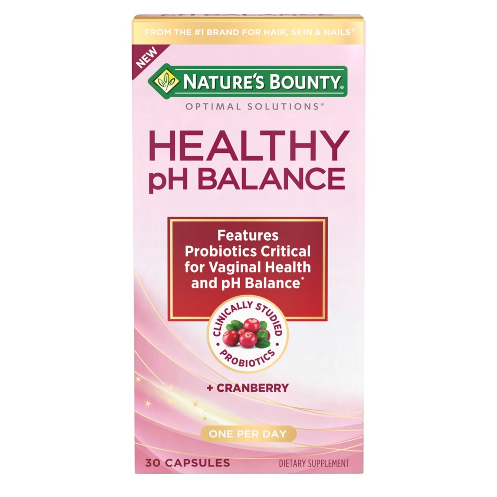 Nature's Bounty Probiotics for Women, Vaginal Probiotics for Healthy pH Balance, 2 מיליארד CFU, קלינית סטו סטרינס, Optimal Solutions pH Balance Pills, 30 קפסולות צמחוניות