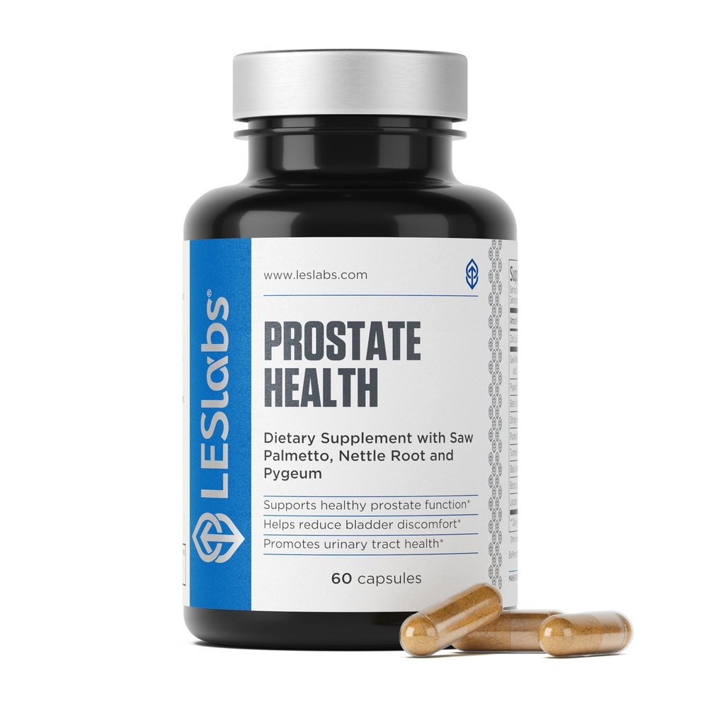 les Labs Prostate Health - Prostate Support, Urinary Tract Health, פחות ביקורים בחדר האמבטיה ושינה משופרת - Saw Palmetto, Pygeum, Beta Sitosterol & Nettle Root - תוסף non-GMO - 60 קפסולות