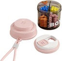 Pink Pill Box for Women Purse, Small Pill Box, Travel Pill Organer, 4 תאים ל- Pill Bottles, Fit in Pocket, Handbag PillPSKer, Travel Pill Case (Pink)