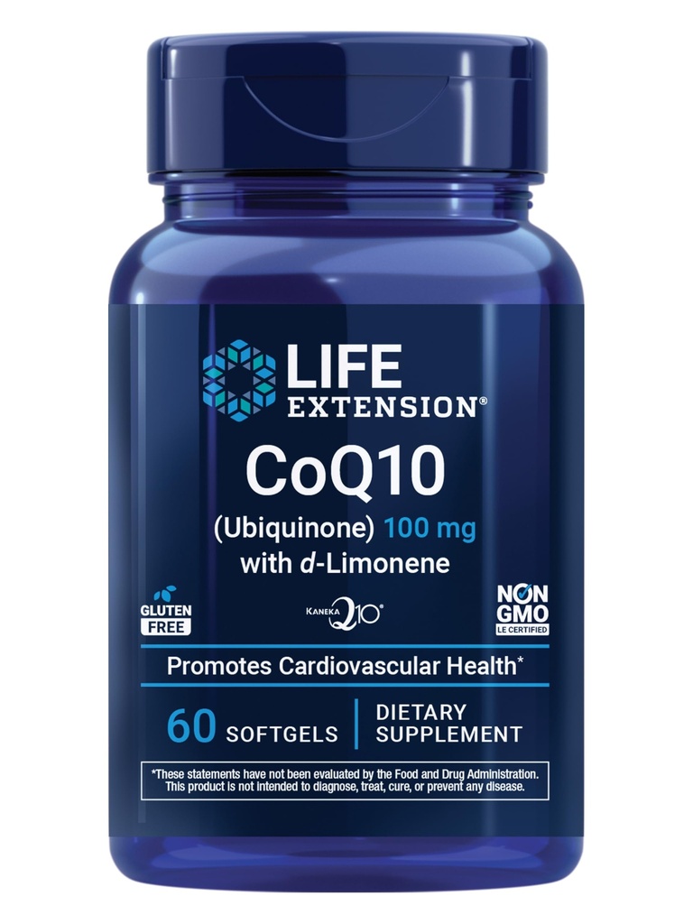 תוחלת החיים CoQ10 (Ubiquinone) עם d-Limonene - Heart Health, Fight General Fatigue, Better Absorption - Gluten-Free, non-GMO - 60 Softgels