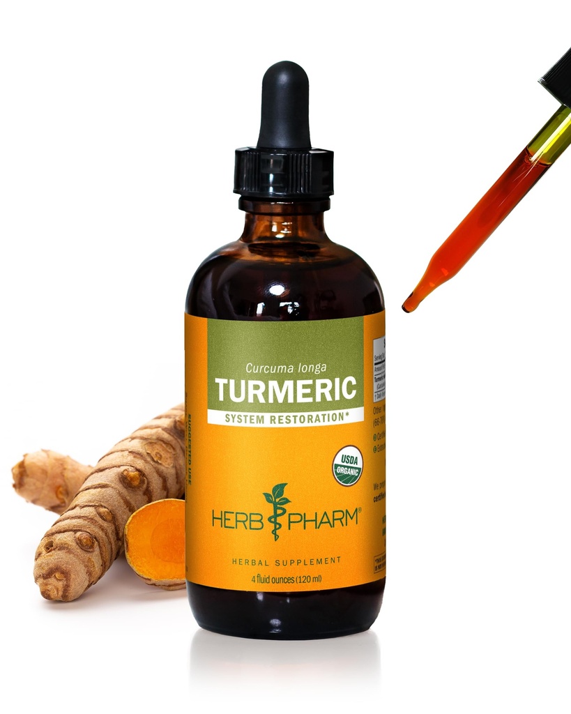 Herb Pharm מוסמך אורגני Turmeric שורש לחלץ תמיכה מערכת Musculoskeletal - 4 oz