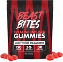 Bast BITES - Creatine Infused Gummies - 5g Creapure Creatine Monohydrate Per המשרת - NSF מוסמך עבור ספורט - 30 משרתות