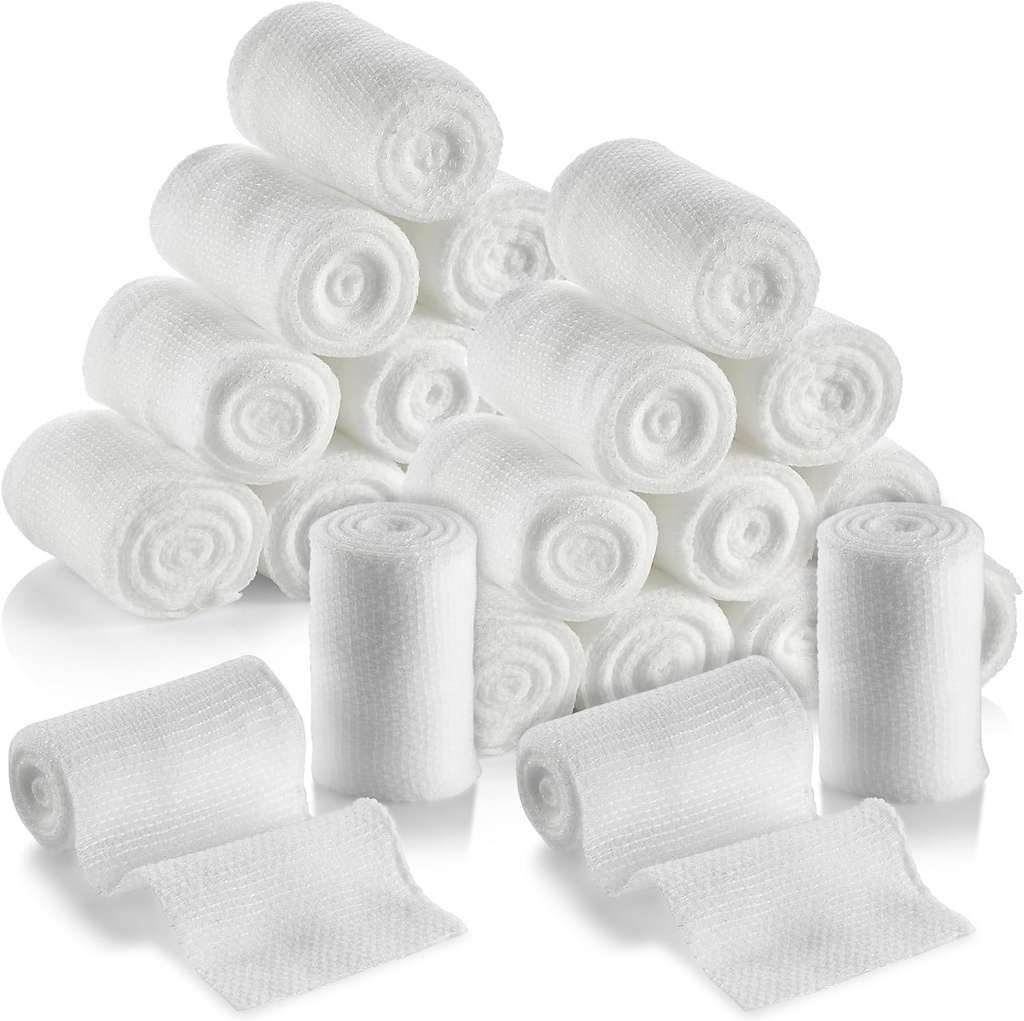 MEDca Gauze Bandage Rolls - 24 Pack, 2-Inch, 4.1 Yards Per Roll, כיתה רפואית Gauze Bandage עבור Wound Dressing and First Aid Kit