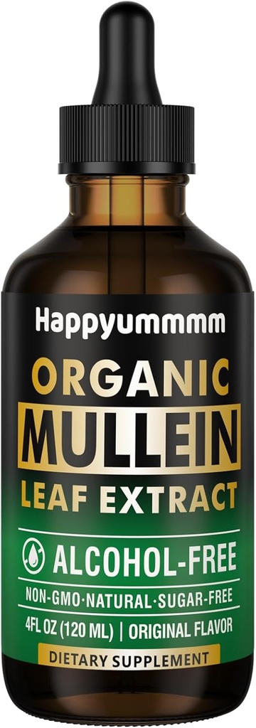 מולליין טיפות עבור Lungs ניקוי,Vegan Mullein Leaf לחלץ Tincture עם Chlorophyll, תמיכה Immune,Respiratory - 4 oz (120 מ"ל)