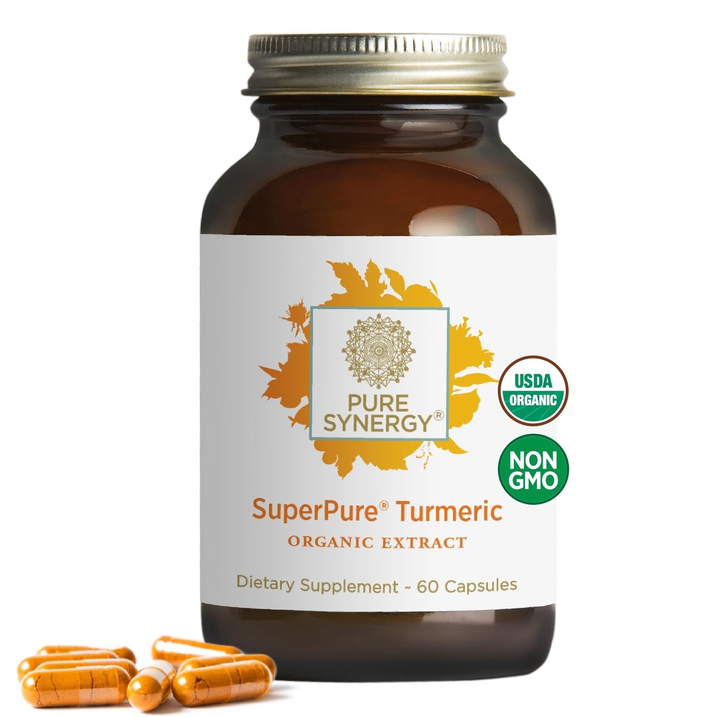 Pure Synergy SuperPure Turmeric Extract | Organic Curcumin Supplement | 500 mg Turmeric Extract Capsules | Potent Support for Immune and Joint Health (60 Capsules)