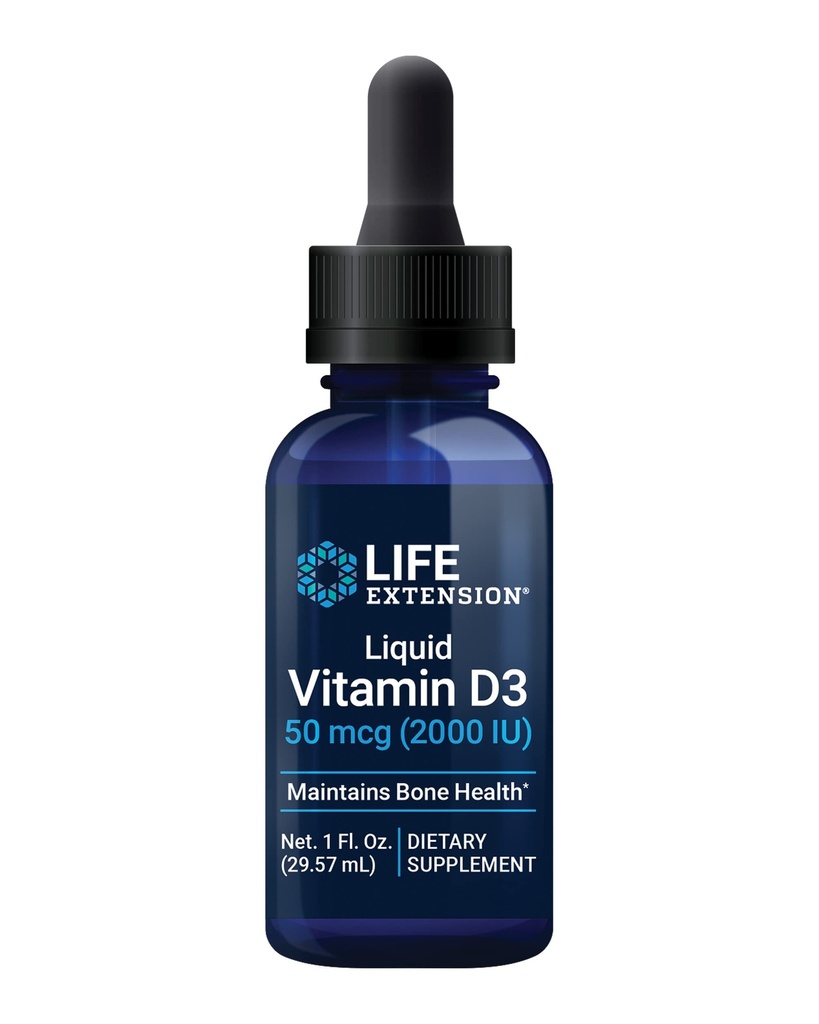 ויטמין D3, 50 mcg (2000 IU), Immune System Support, Bone Health, Whole-Body Health, unflavored, Gluten-Free, non-GMO, 29.57 מ"ל