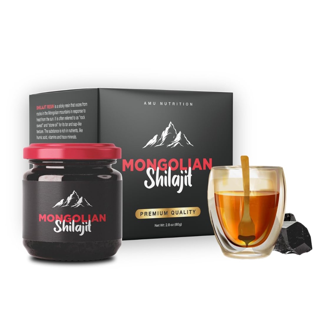 AMU NUTRITION Pureמונגוליה Shilajit Resin - התוסף ההימלאיה Shilajit לגברים ונשים, 100% טהור, טבעי ו Black Shilajit Resin - מקור טבעי של Fulvic Acid (50 גרם)