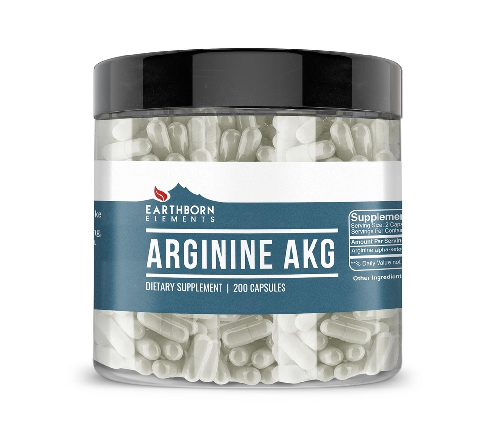 Earthborn Elements Arginine AAKG 200 קפסולות, Pure & Undiluted, No Additives