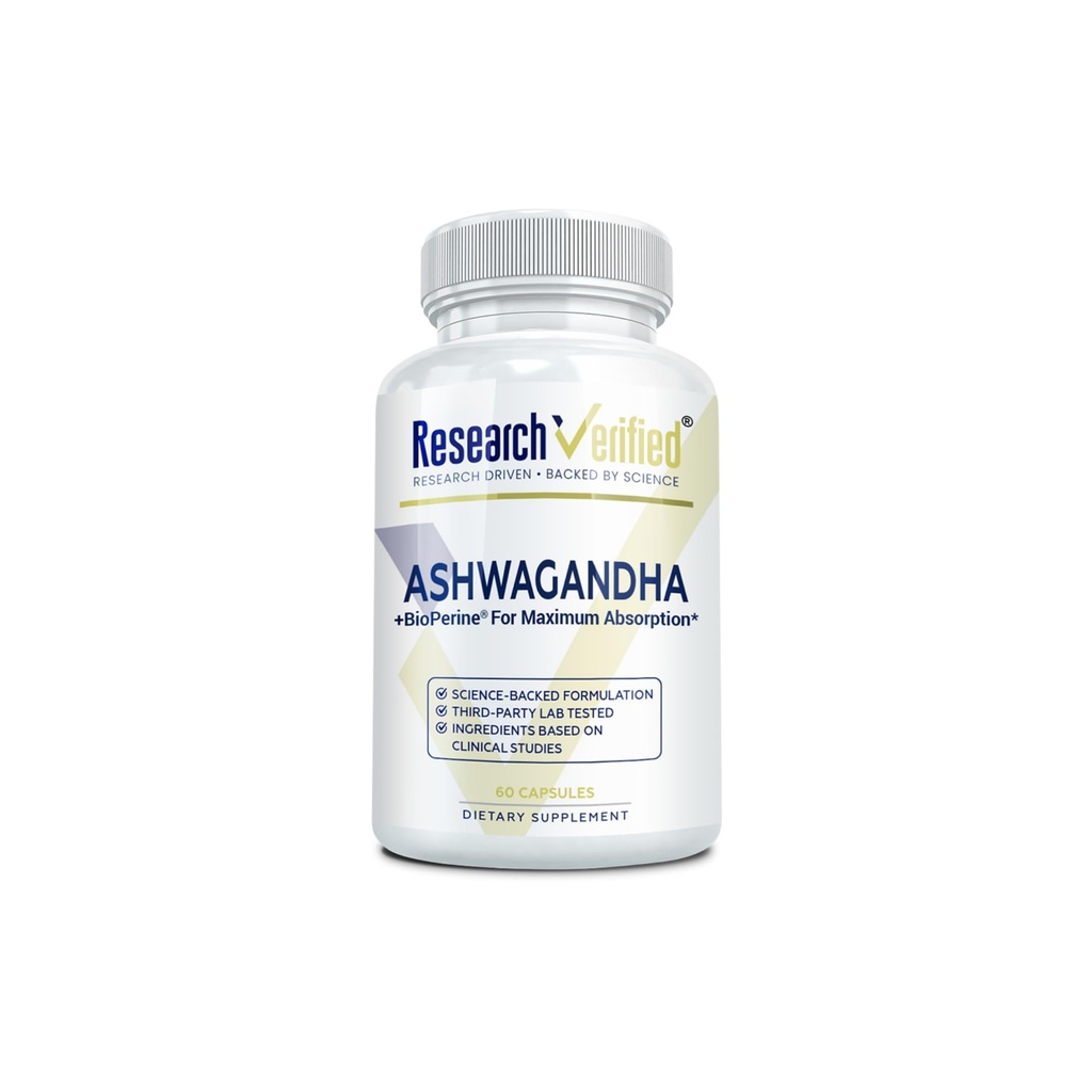 מחקר מאומת Ashwagandha 1500 מ"ג כוח מקסימלי עם bioperine ו-Ging Root, לשפר את התפקוד הקוגניטיבי - 60 קפסולות ידידותיות טבעוניות (1בק)