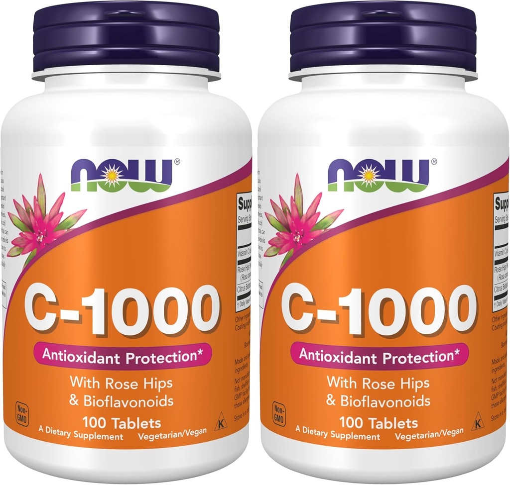 תוספי ויטמינים C-1,000 עם Rose HIPS & Bioflavonoids, Antioxidant Protection *, 100 טבליות (Pack of 2)
