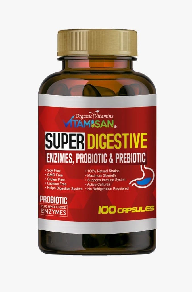 VITAMISAN מכירות Biliares Digestive Enzymes Pancreatin Enzimas Digestivas פרוביוטיקה ו prebiotic 100 caps