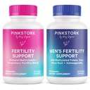 Pink Stork & Blue Stork His and Hers Fertility Bundle: תוספי פוריות עבור נשים, תוספי פוריות לגברים, פוריות טרום לידתי ויטמין, Vitex, Inositol, Folate, ויטמין B6, 60 קפסולות