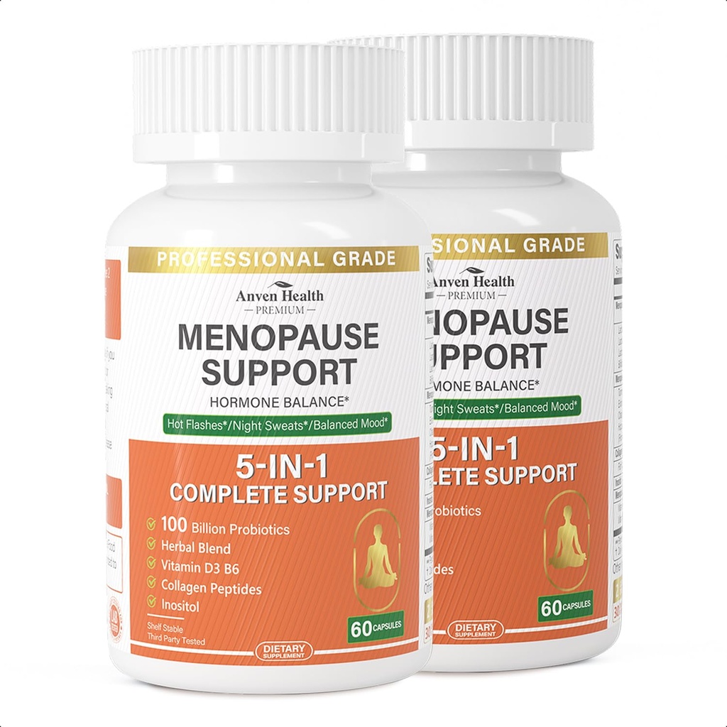 תוספי Menopause עבור נשים Menopause Probiotics הקלה,Vitamin D3 & B6, Supports Hot Flashes, Night Sweats, Bloating & Gut בריאות עם Black Cohosh, Collagen | 180 Veggie Capsssports