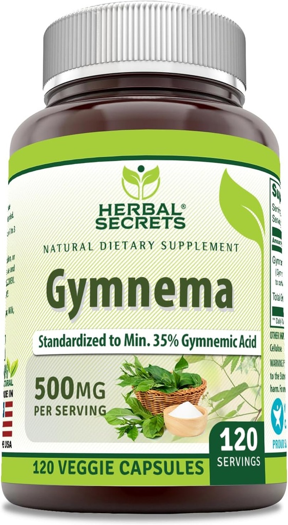 Herbal Secrets Gymnema תוסף | 500 Mg Per לשרת | 120 Veggie קפסולות | Non-GMO | Get Free | Made in USA