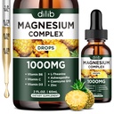 תוספת משולשת של Magnesium מורכב, Magnesium Glycinate, בלנדר, Citrate נוזל טיפות 1000 מ"ג עם Ashwagandha, CoQ10, ויטמין B6, C, D, Zinc - Veganapple Flavor