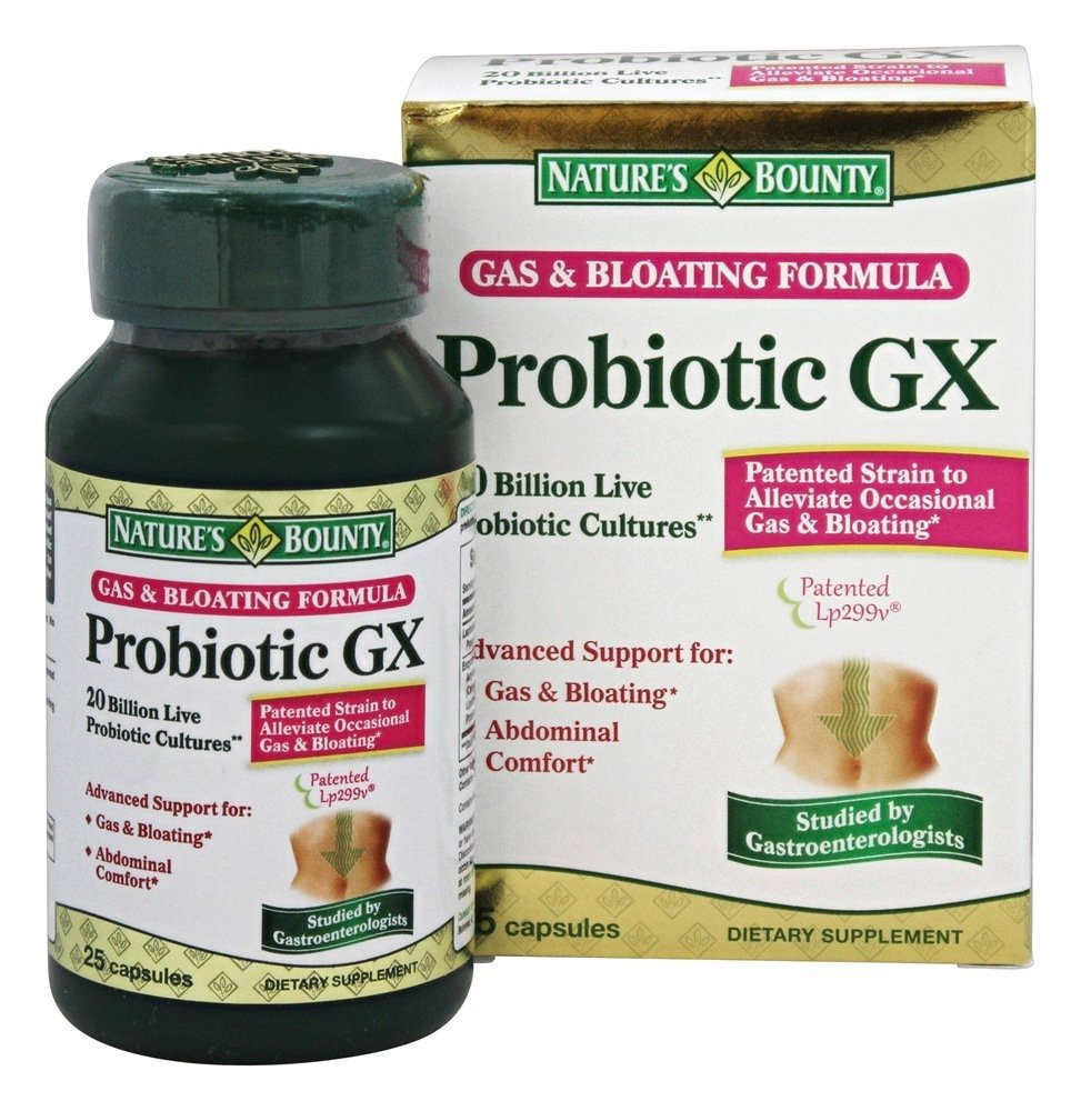 Nature's Bounty Probiotic GX Gas & Bloating פורמולה, קפסולות 25 ea (Pack of 4)