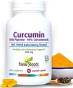חדש ROOTS HerBAL Turmeric Curcumin תוסף 500 מ"ג עם ג'ינג'ר & Black Pepper לחלץ - 20x Better Absorption | Coumarin קפסולות עם 95% Curcuminoids & 95% פיפרין (90 Veg כמוסות)