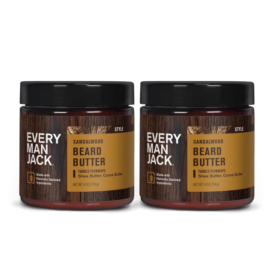 כל אדם ג'ק בירד Butter- Subtle Sandalwood Smell - hydrotes וסגנונות יבשים, Unruly Beards בעוד Relieving Itch - באופן טבעי דרייב עם Shea Butter שמן קוקוס - 4ounce (2 Pack)