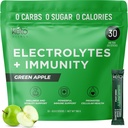 Keto Vitals Immunity Sugar Free Electrolytes אבקת עם ויטמין C, ג'ינג'ר, Turmeric ו-El Elderberry - Boost your Immune System and Rehydrate Your Body - Green Apple Flavor, 30 הרוזן