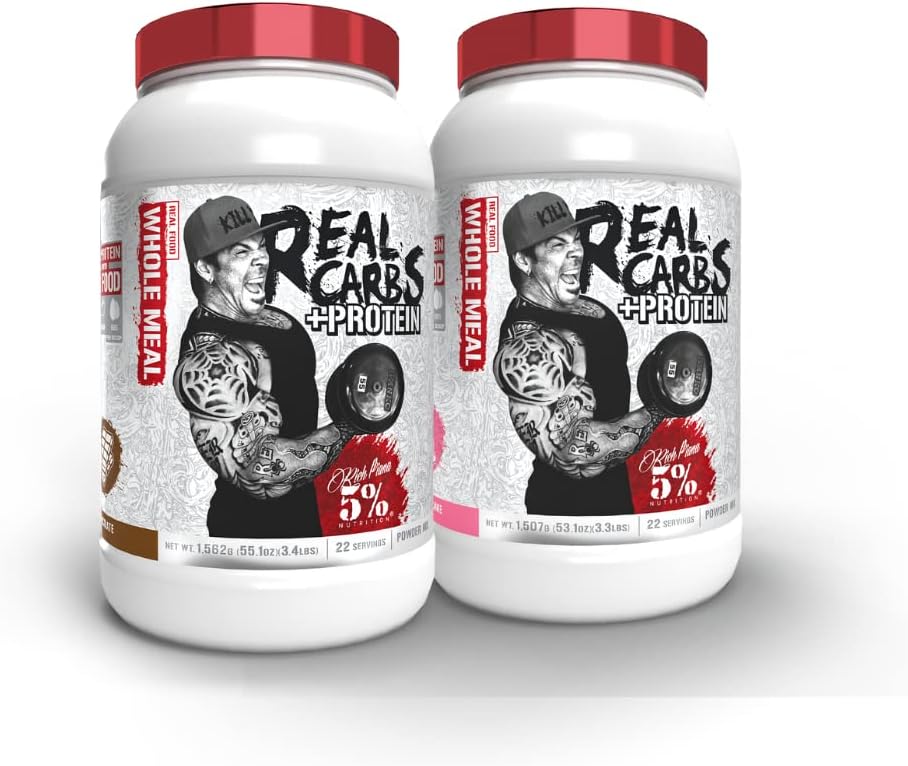 5% תזונה Real Carbs + חלבון (2 Pack Bundle) | אבקת חלבון מעבורת מקבלר | Real Food Carbohydrate Fuel for Pre Workout/Post-Workout Recovery Meal (Chocolate + עוגת יום הולדת)