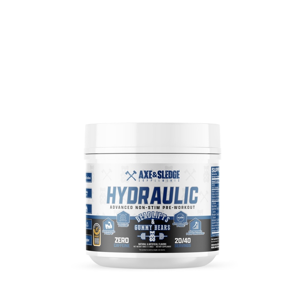 Axe & Sledge hydroulic Stim-Free Pre-Workout אבקת לגברים ונשים | ביצועים, Stamina, Focus, Pumps | L-Citrulline, Alan Betaine, Creatine, Caffeine-Free, Deadlifts & Gummy Bears Bears