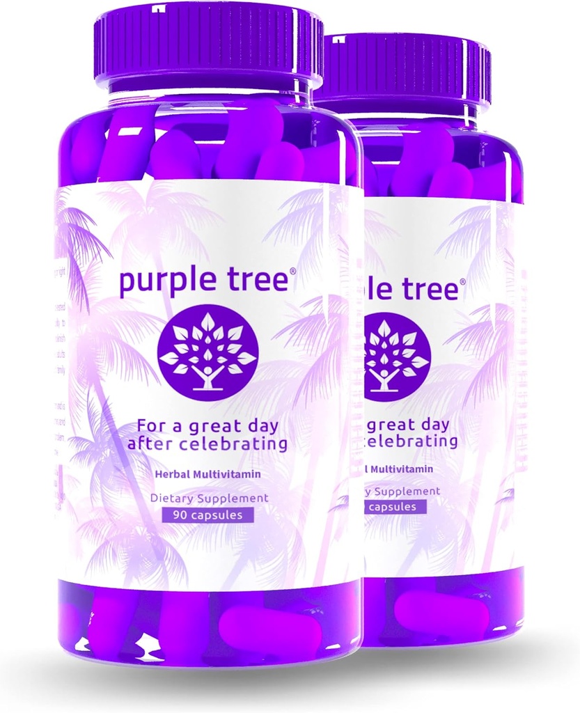 עץ סגול Post-Celebration Wellness תוסף | Liver Support, Body Replenisher, Rapidhydrtion | Dihydromyricetin DHM, Milk Thistle, Electrolytes, ויטמין B, Willow Bark, Quercetin (180 Pills)