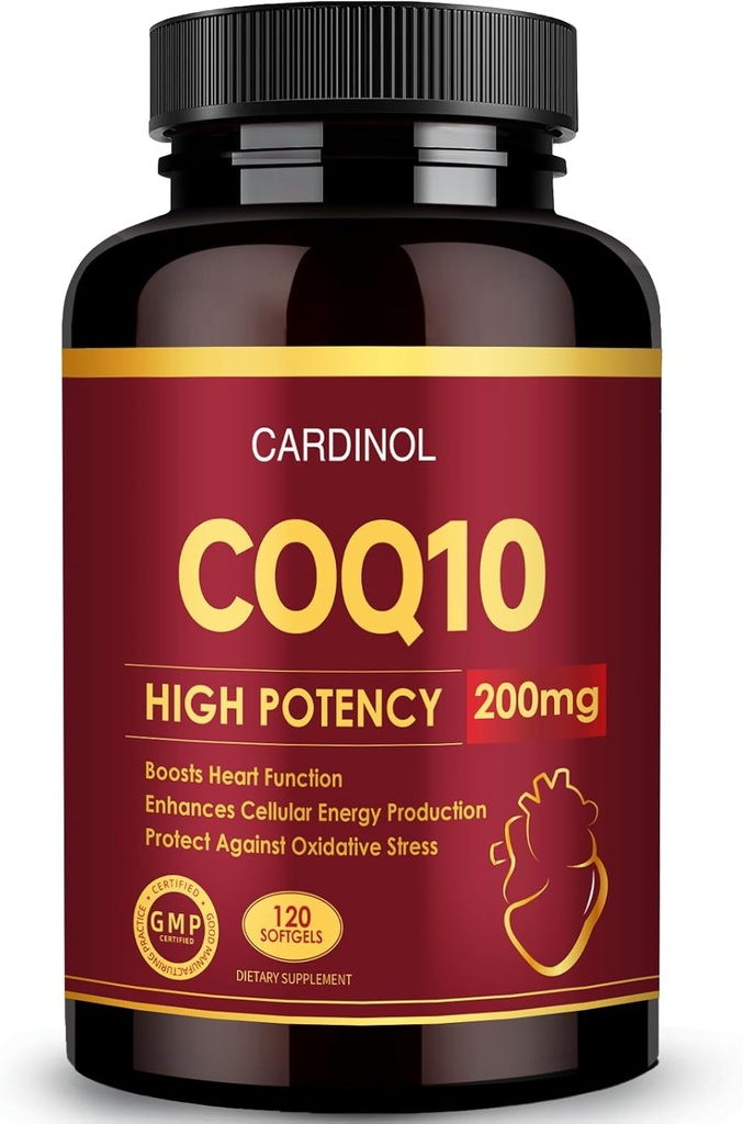 CoQ10 200 מ"ג Softgels עם PQQQ & אומגה 3, מקסימום Absorption Coenzyme Q10, Powerful Antioxidant for Heart & Energy Health, 120 ספירה, 4 חודשים אספקה, non-GMO