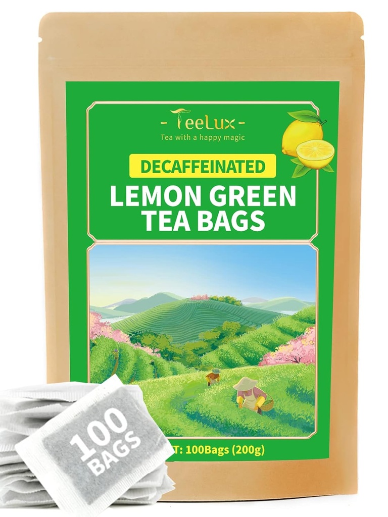 TeeLux Decaf לימון תה ירוק, Smooth Decaffeinated תה ירוק עם לימון Aroma & Flavor, 100 הרוזן