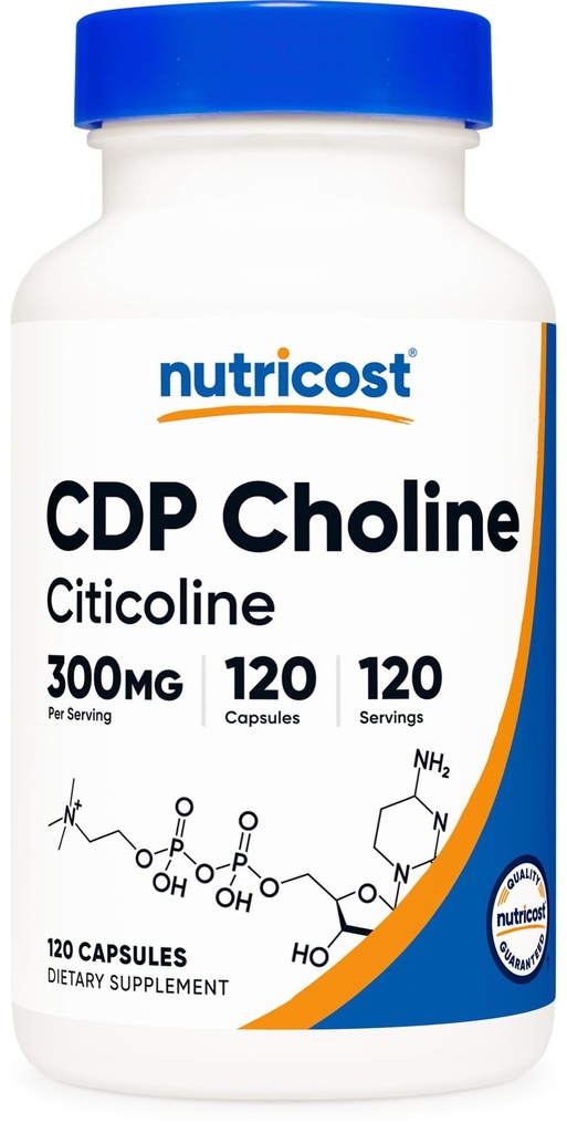 CDP Choline (Citicoline) 300 מ"ג, 120 קפסולות צמחוניות - non-GMO, Vegetarian Friendly, Gluten Freeten