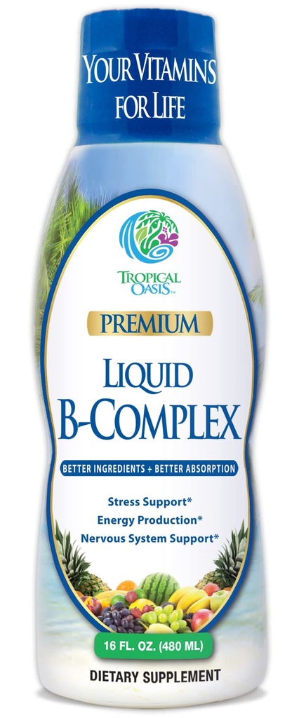 Premium נוזלי B Complex ויטמין - מהיר Absorbing נוזל B-Complex תוסף w / All 8 B-vitamins, PLUS energizing תערובת צמחי W / גינזנג, גינקו ואלeuthero Root - טבעוני, NON-GMO - 16oz, 32  המשרתת