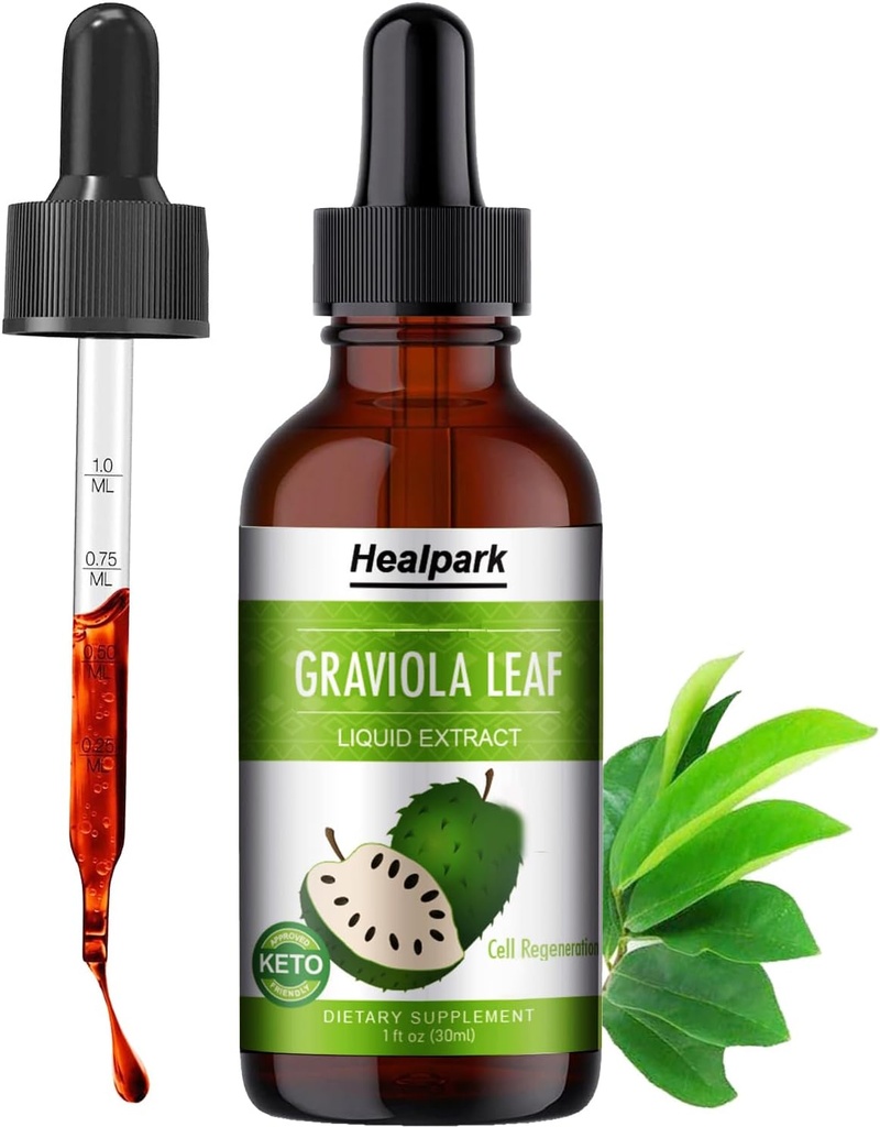Healpark Soursop Bitters Liquid Graviola Leaf - Natrual Soursop Guanabana Leaves Liquid, Soursop Oil 98% Absorption 1 Fl Oz