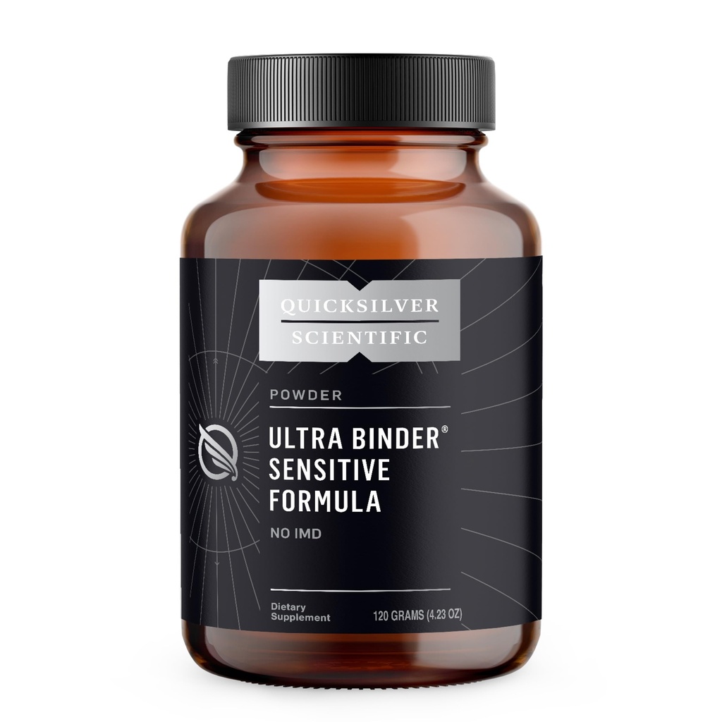 Quicksilver Scientific Ultra Binder Sensitive Formula - Gut Health Supplement with Active Charcoal, Bentonite Clay - ניקוי אבקת תמיכה (120g)