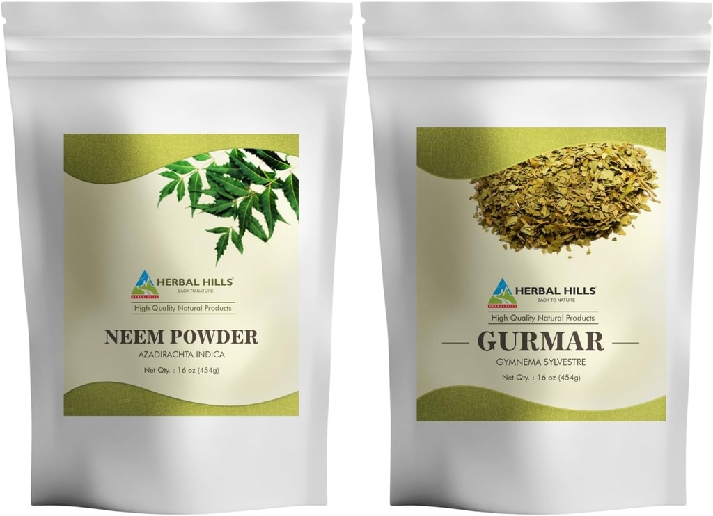 HerBAL HILLS Neem Leaf אבקת ו- Gormar אבקת התעמלותnema Silvestre Pack של 2 Combo