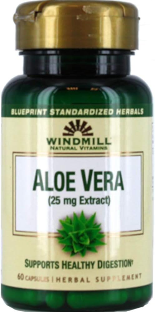 Windmill ויטמינים טבעיים Aloe Vera (25 מ"ג לחלץ) 60 קפסולות (Pack of 1)