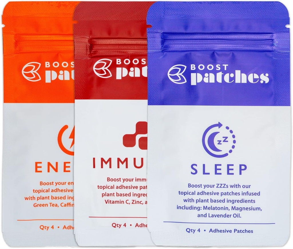 Energy Patches Variety Pack - Everything Patch with Energy, B12, Caffeine ומרכיבים טבעיים אחרים עבור פוקוס, להיות ער, צ'יפס נושא
