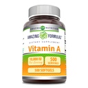 פורמולה מדהימה ויטמין A 10000 IU תוסף | Retinyl Palmitate | 3000 Mcg | Softgels | Non-GMO | Gluten Free | Made in USA (1 Pack, 500 Count)