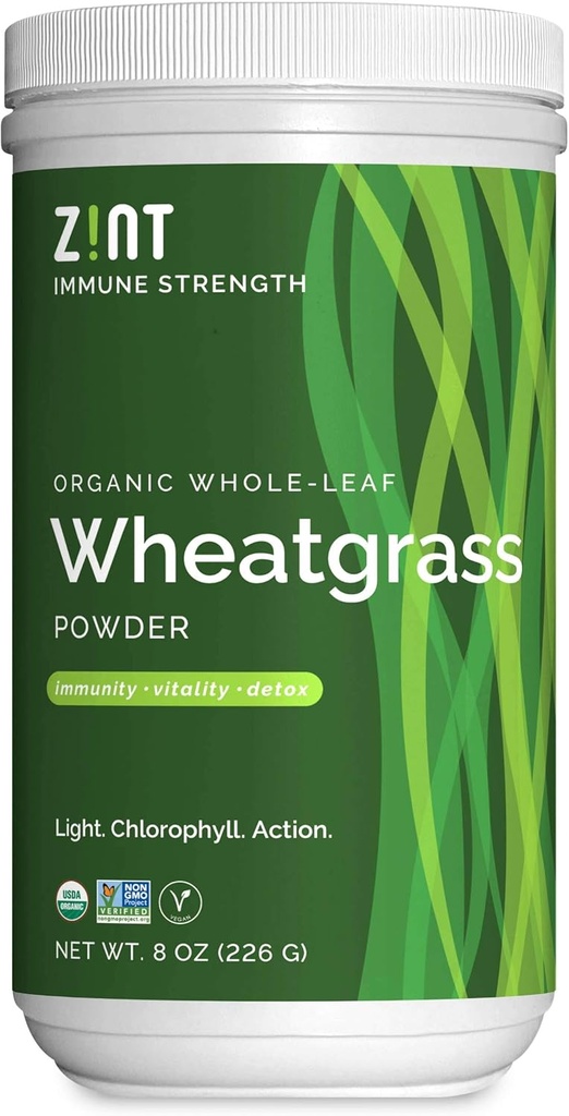 Zint Wheatgras אבקת, אורגני (8 oz): תוסף תמיכה כוחני, Whole Leaf Antioxidant Chlorophyll Source for Detox, Immunity Boosterity