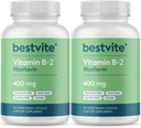 הטוב ביותר ויטמין B-2 (Riboflavin) 400 מ"ג (240 קפסולות צמחוניות) (120 x 2) - No Stearates - טבעוני - Non GMO - Gluten Free