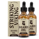 Striking Viking Beard Oil for Men - 2 Fl Oz, Pack של 2, Vanilla Scent - באופן טבעי Derived Conditioner עם Almond, Tea Tree, Argan & Jo Joba שמן עבור צמיחה Beard, Softing & Moisturizing