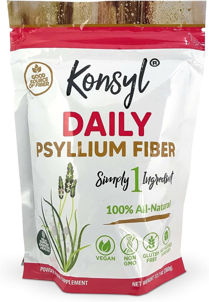 Konsyl Daily Psyllium סיבים 360g / 12.7oz - Non-GMO, טבעוני, Keto-ידידותי, אבקת תוספי סיבים - תמיכה בבריאות העיכול